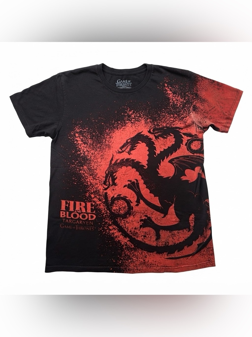 Game of Thrones Targaryen Fire And Blood T-Shirt Men Size L Black Red EUC